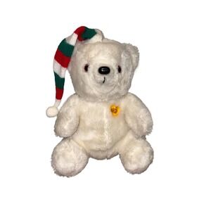 RARE 1986 Musical Christmas Polar Bear UIC Toy Corp Light Up Heart Plays Music